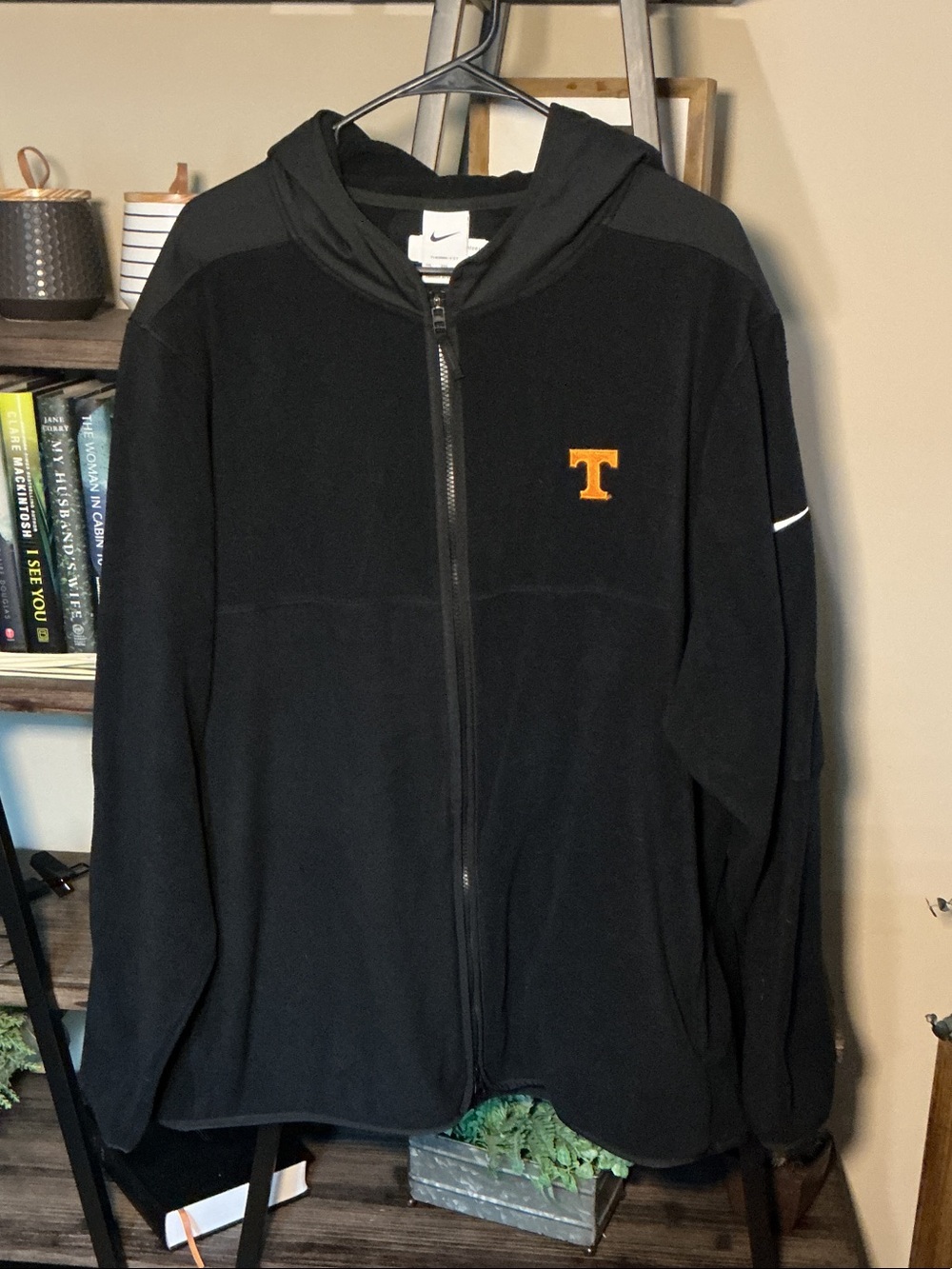 Nike Black Full-Zip Hooded Fleece Jacket Tennessee Chest Logo Size 3XL